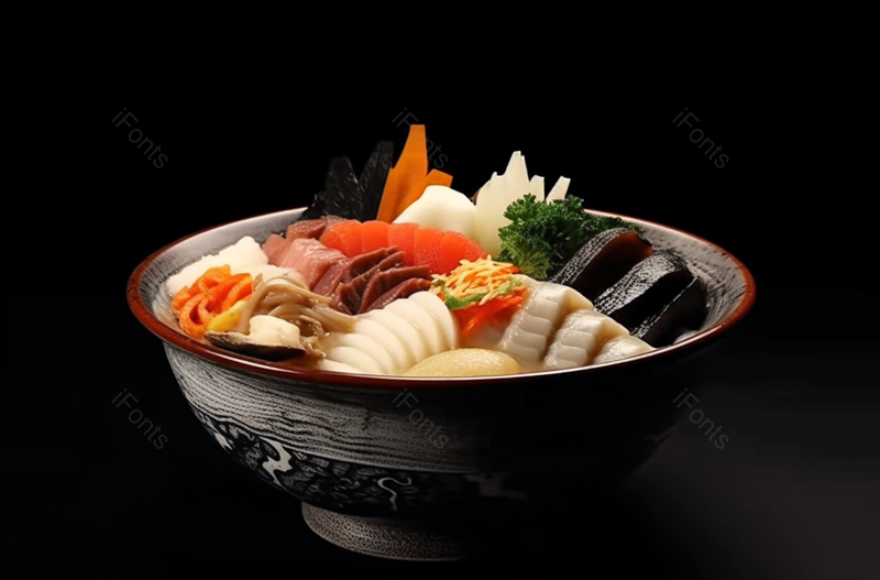 汤碗里的海鲜配菜,高清,摄影图,摄影图片,图片大全,摄影图免费下载
